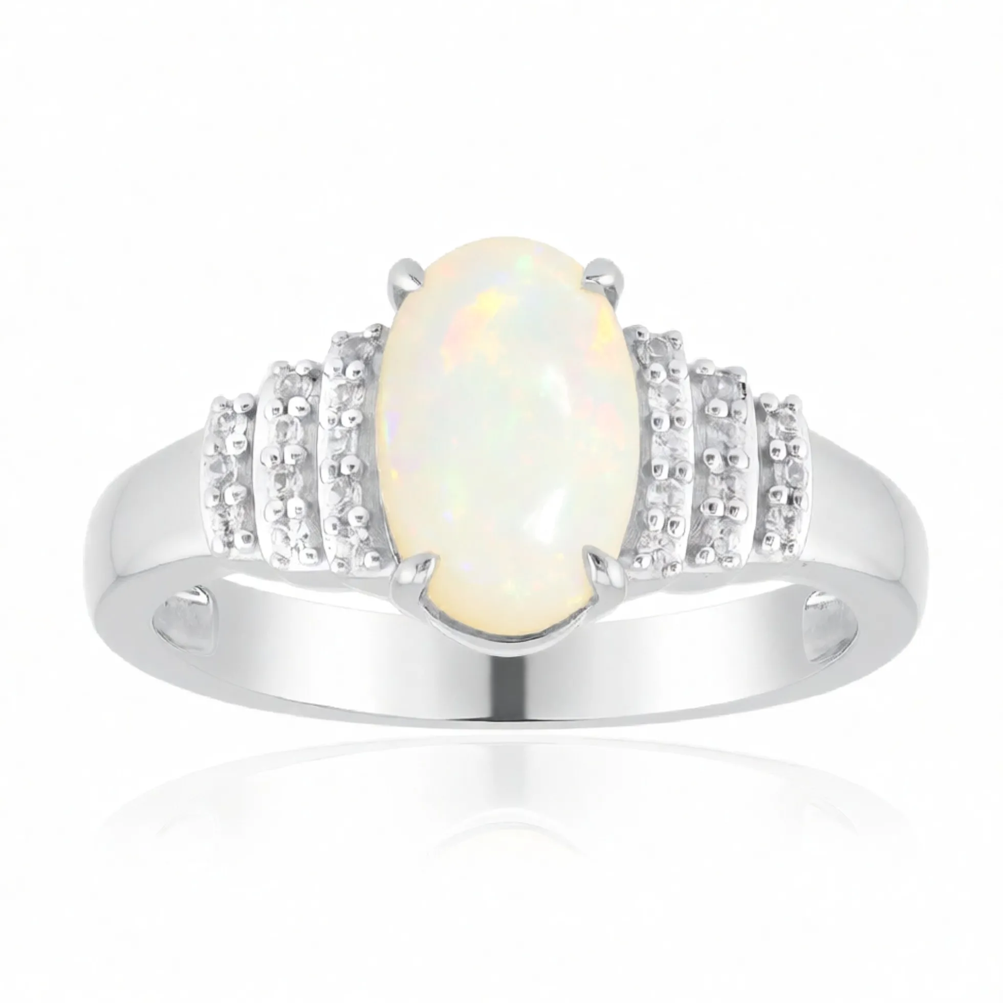 Brasilianischer Weißer Opal-Goldring