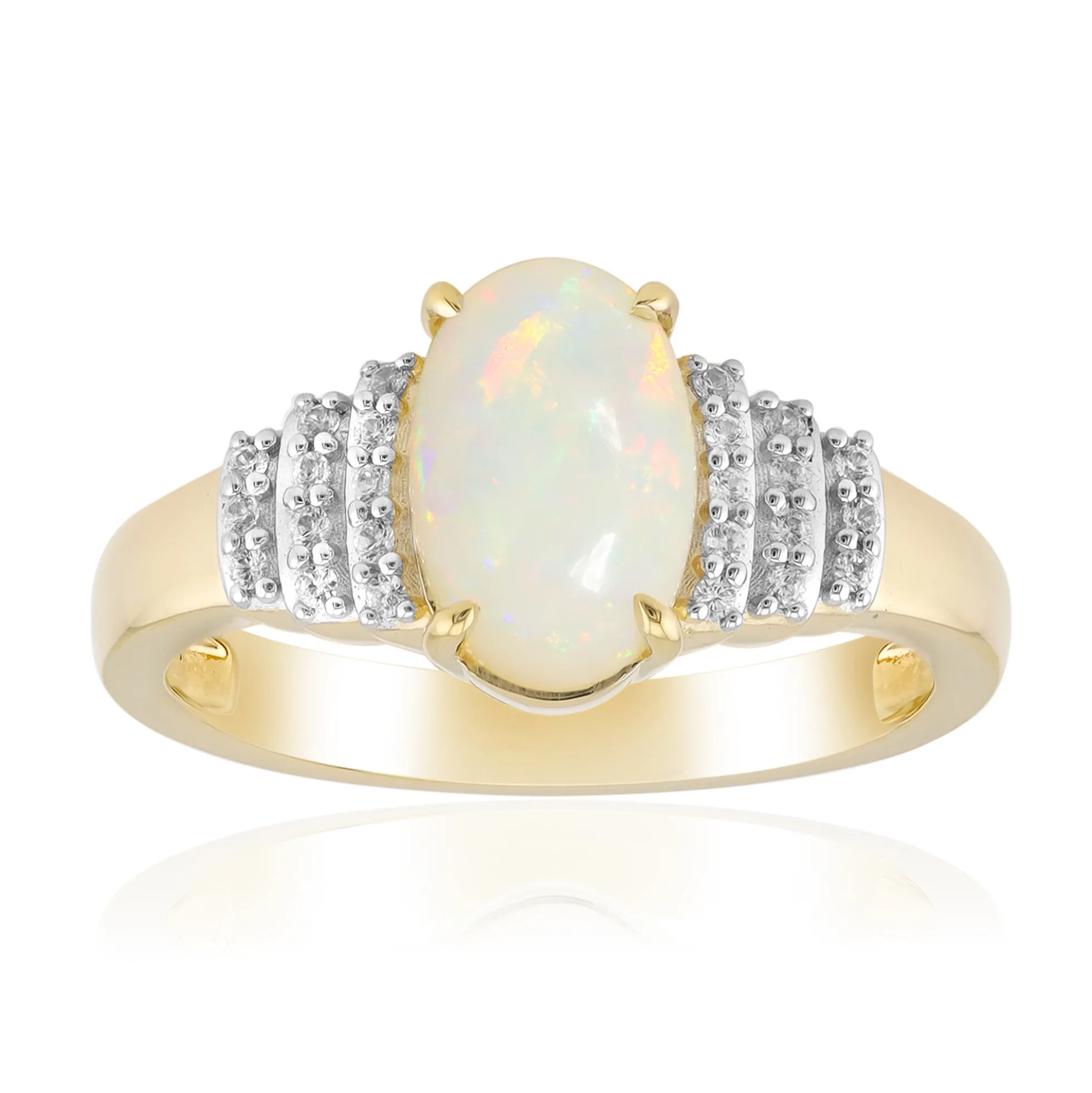 Brasilianischer Weißer Opal-Goldring
