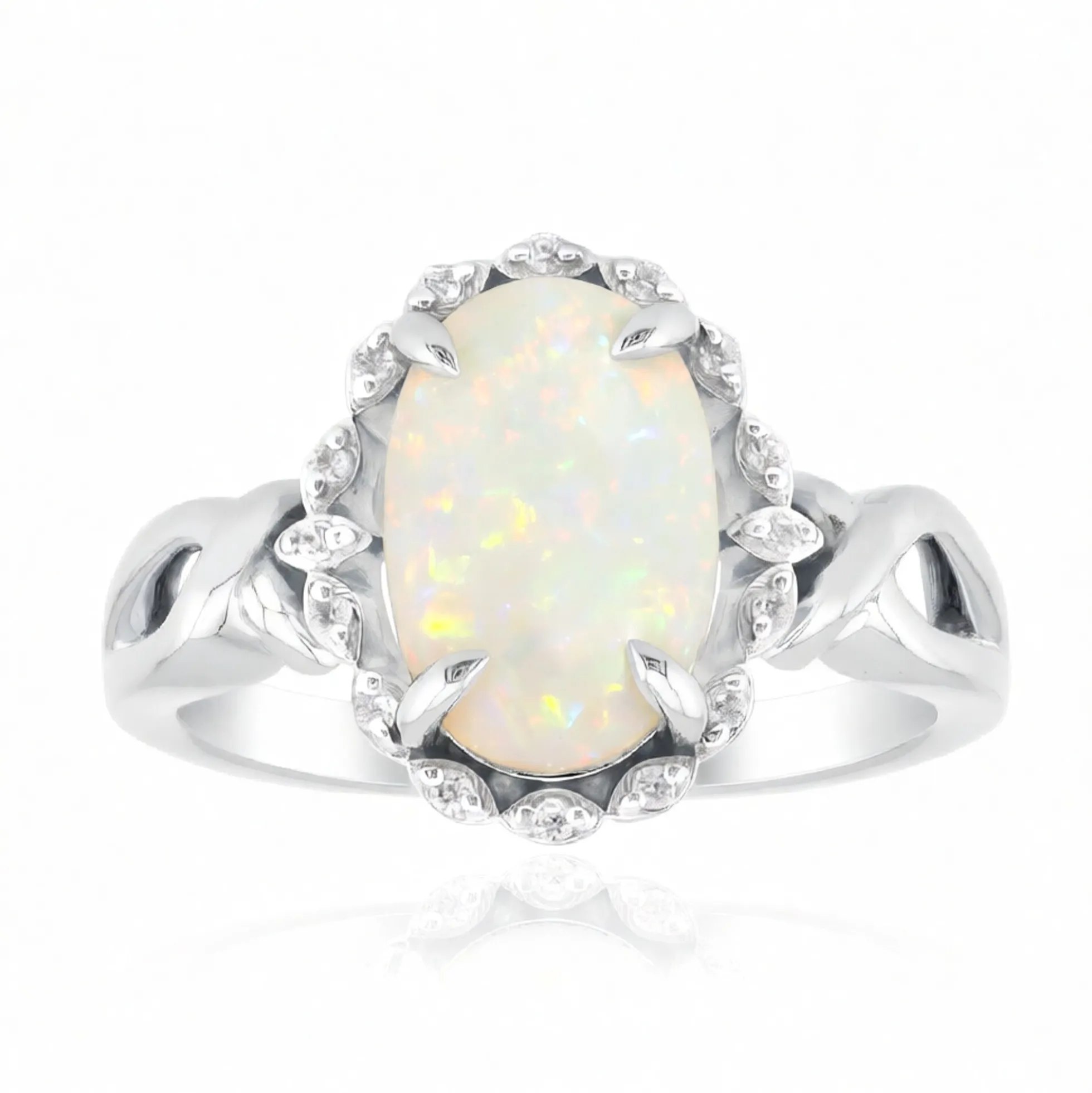 Brasilianischer Weißer Opal-Goldring