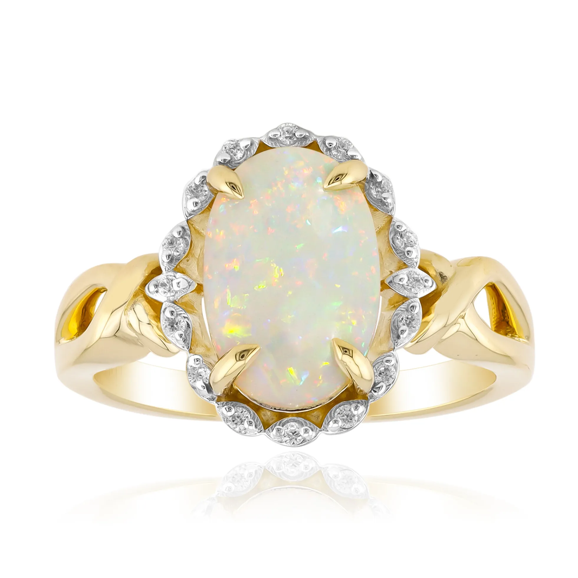 Brasilianischer Weißer Opal-Goldring