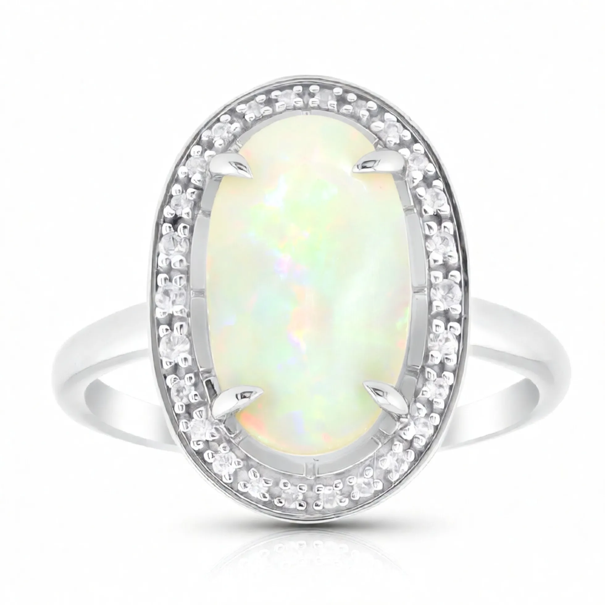 Brasilianischer Weißer Opal-Goldring