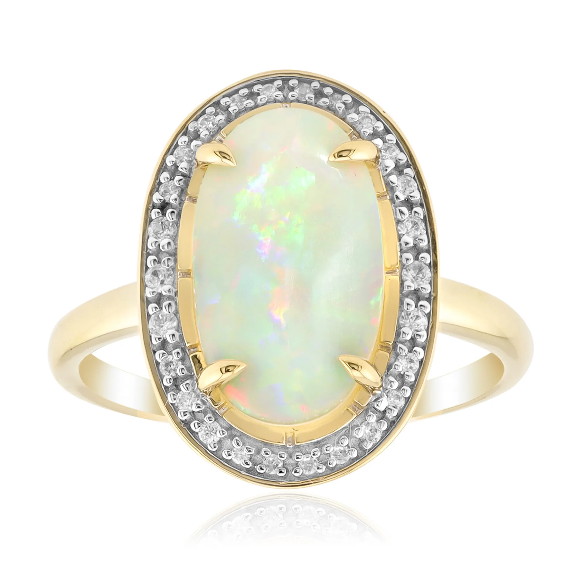 Brasilianischer Weißer Opal-Goldring