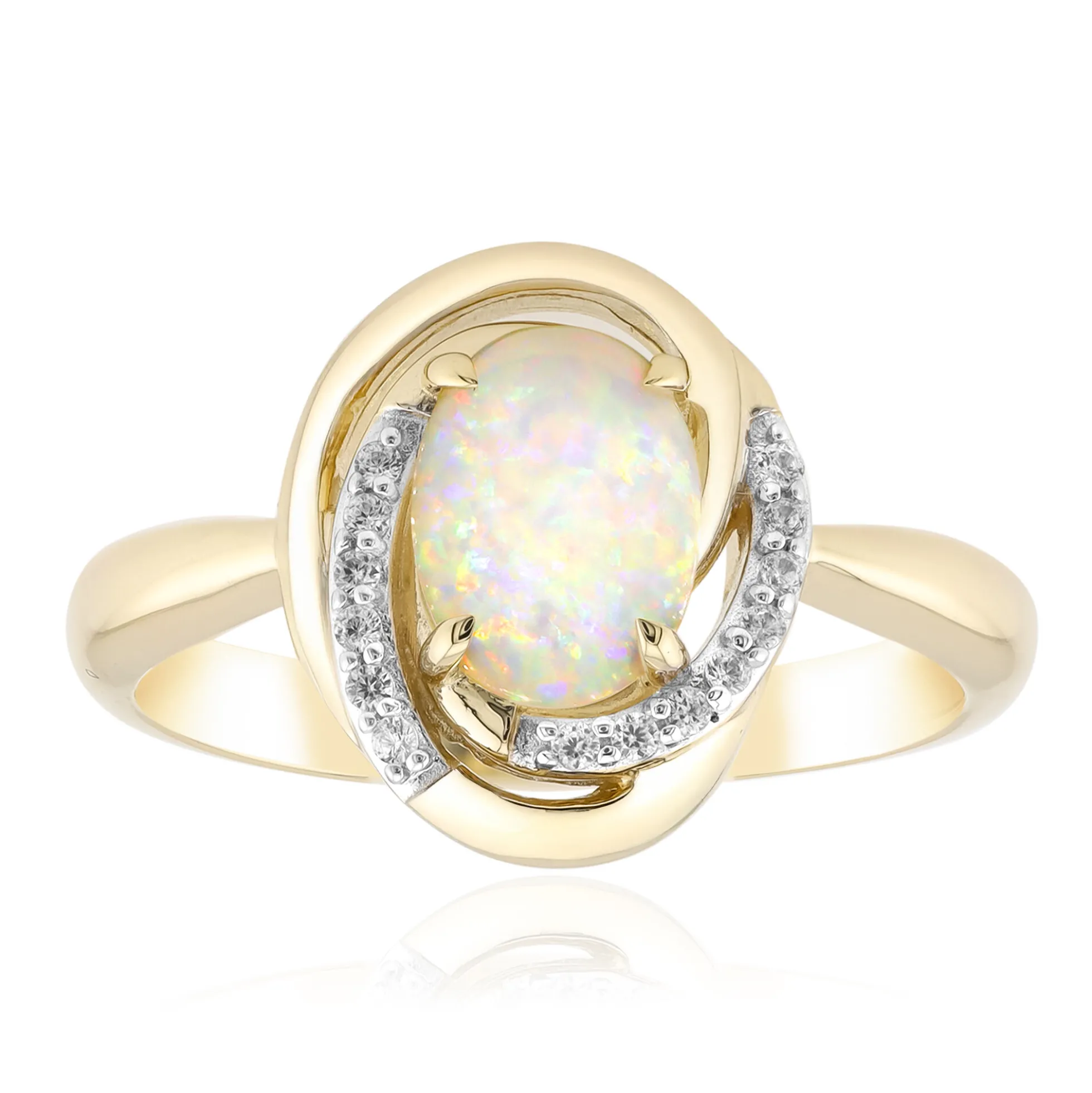 Brasilianischer Weißer Opal-Goldring