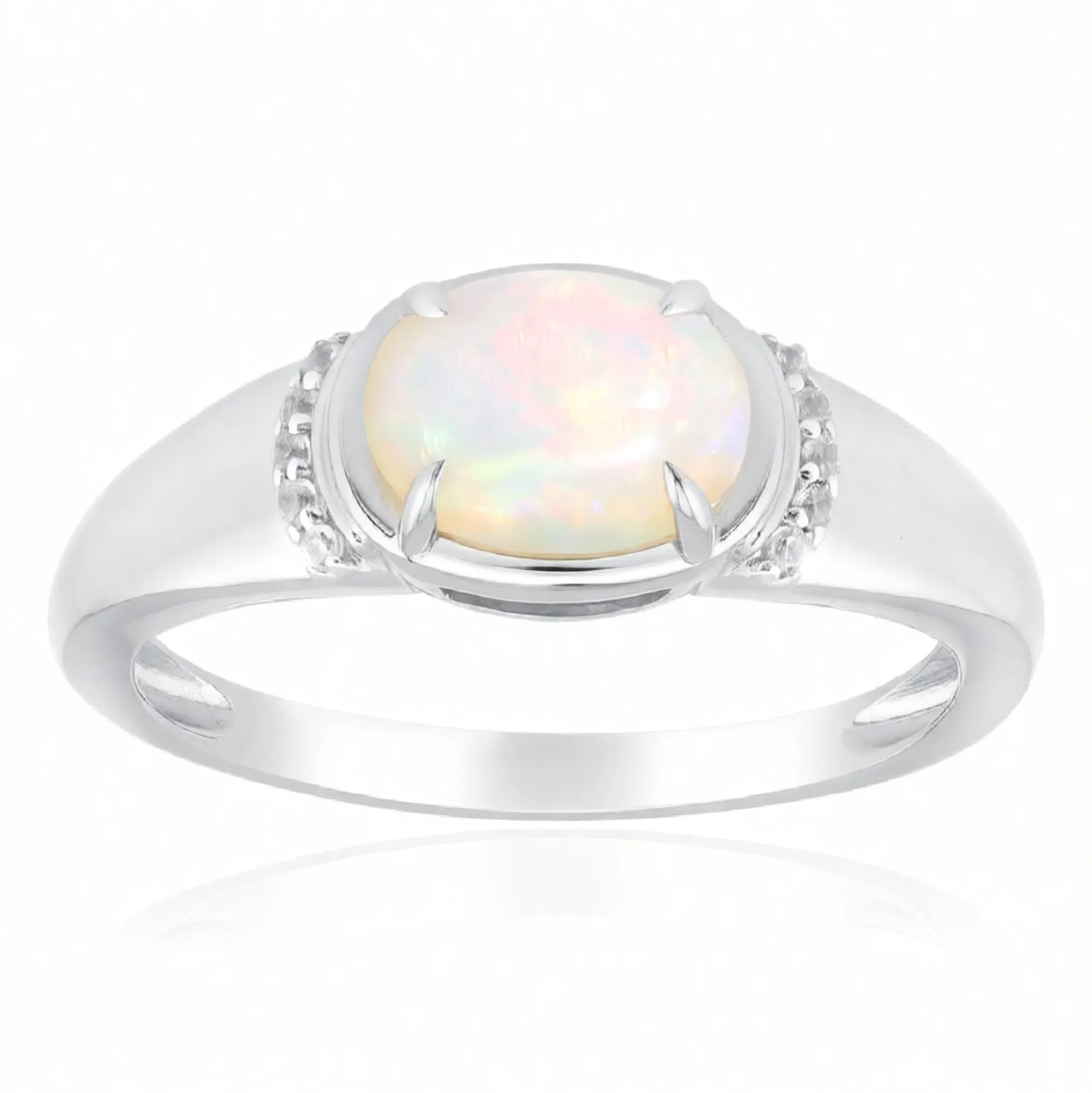 Brasilianischer Weißer Opal-Goldring