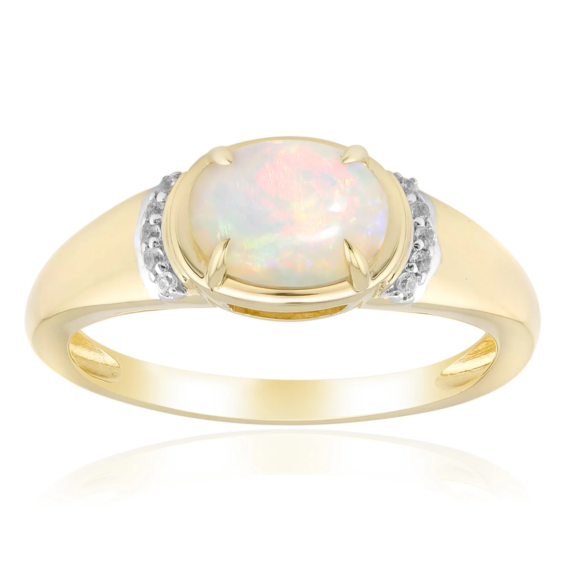Brasilianischer Weißer Opal-Goldring