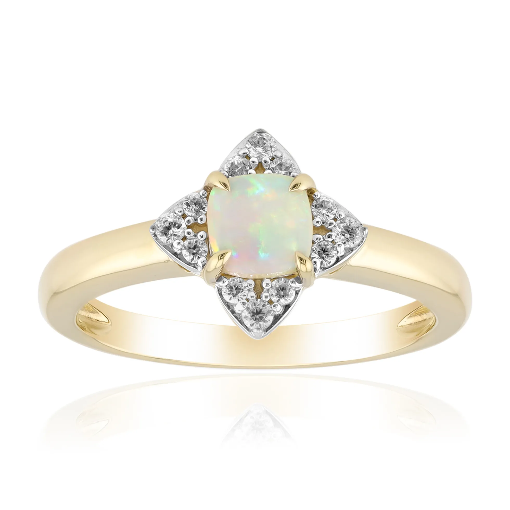 Brasilianischer Weißer Opal-Goldring