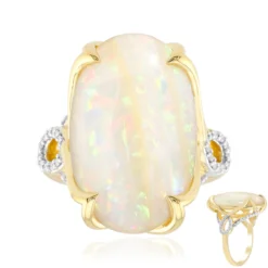 Brasilianischer Weißer Opal-Goldring