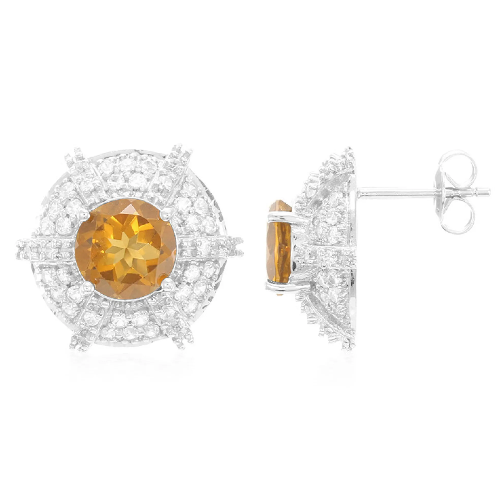 Cognac-Quarz-Silberohrringe