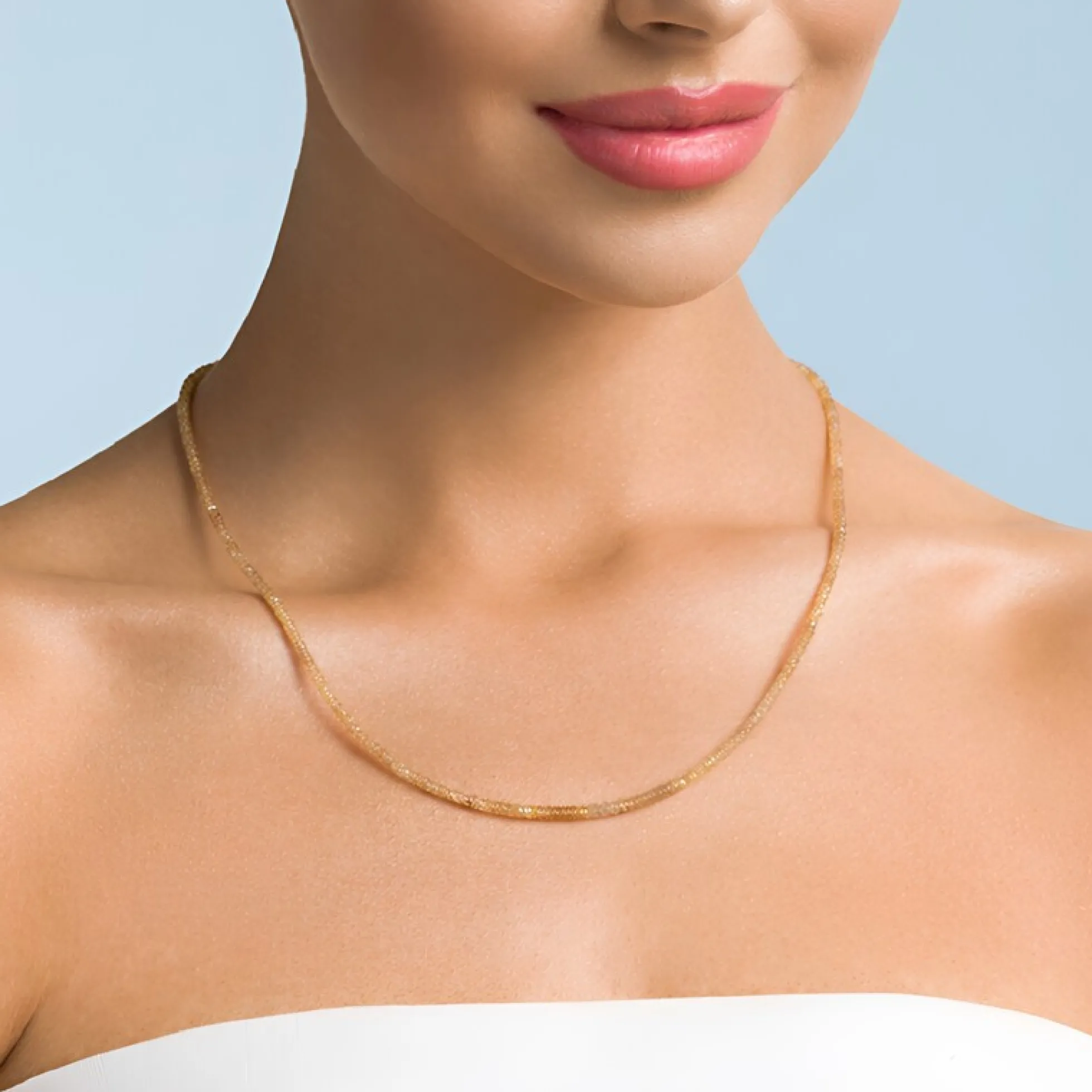 Cognac-Zirkon-Silberhalskette