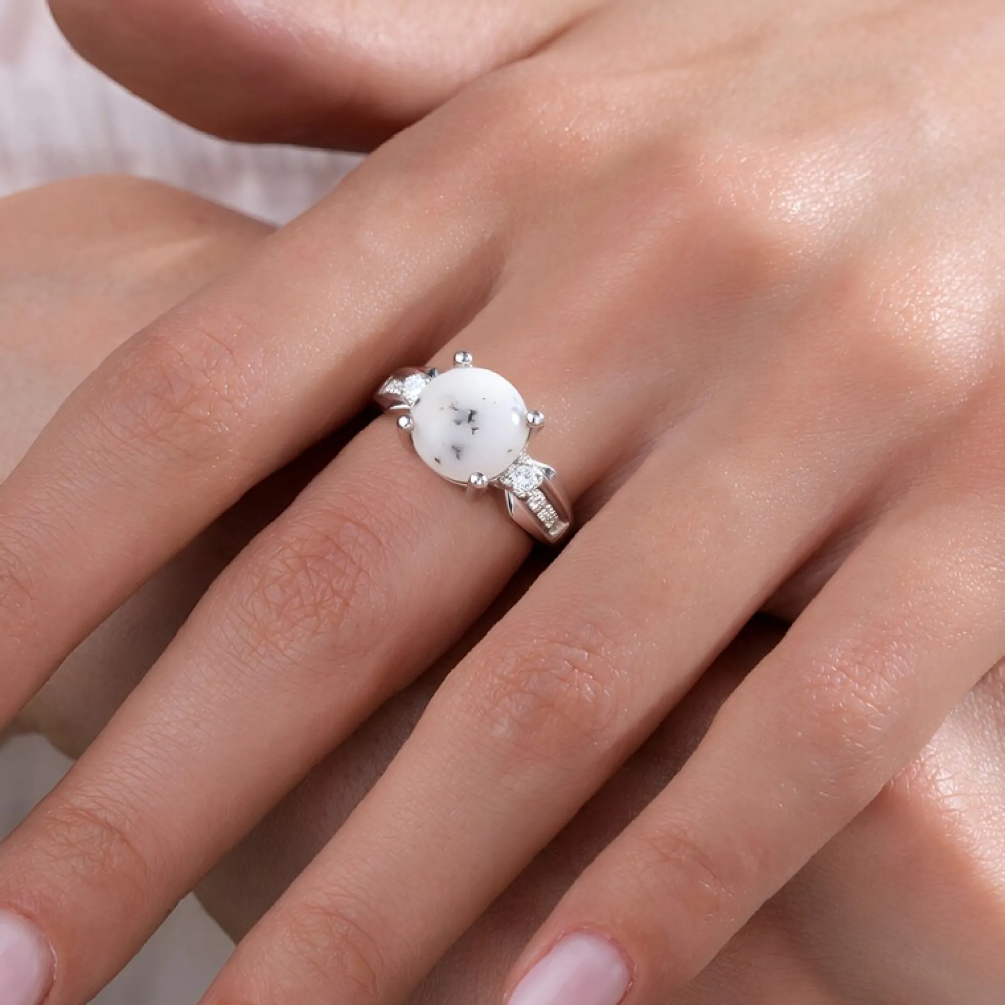 Dendriten-Achat-Silberring