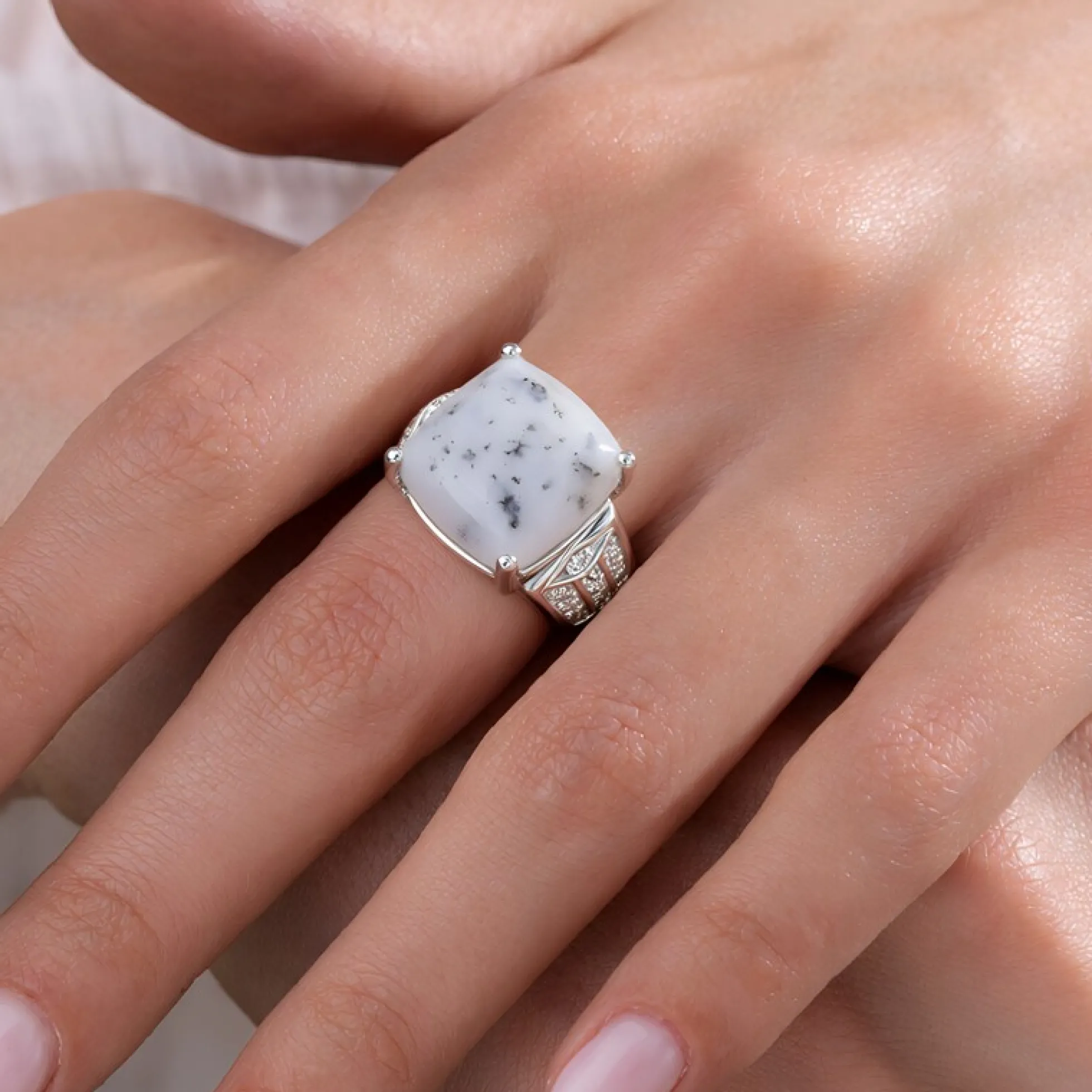 Dendriten-Achat-Silberring