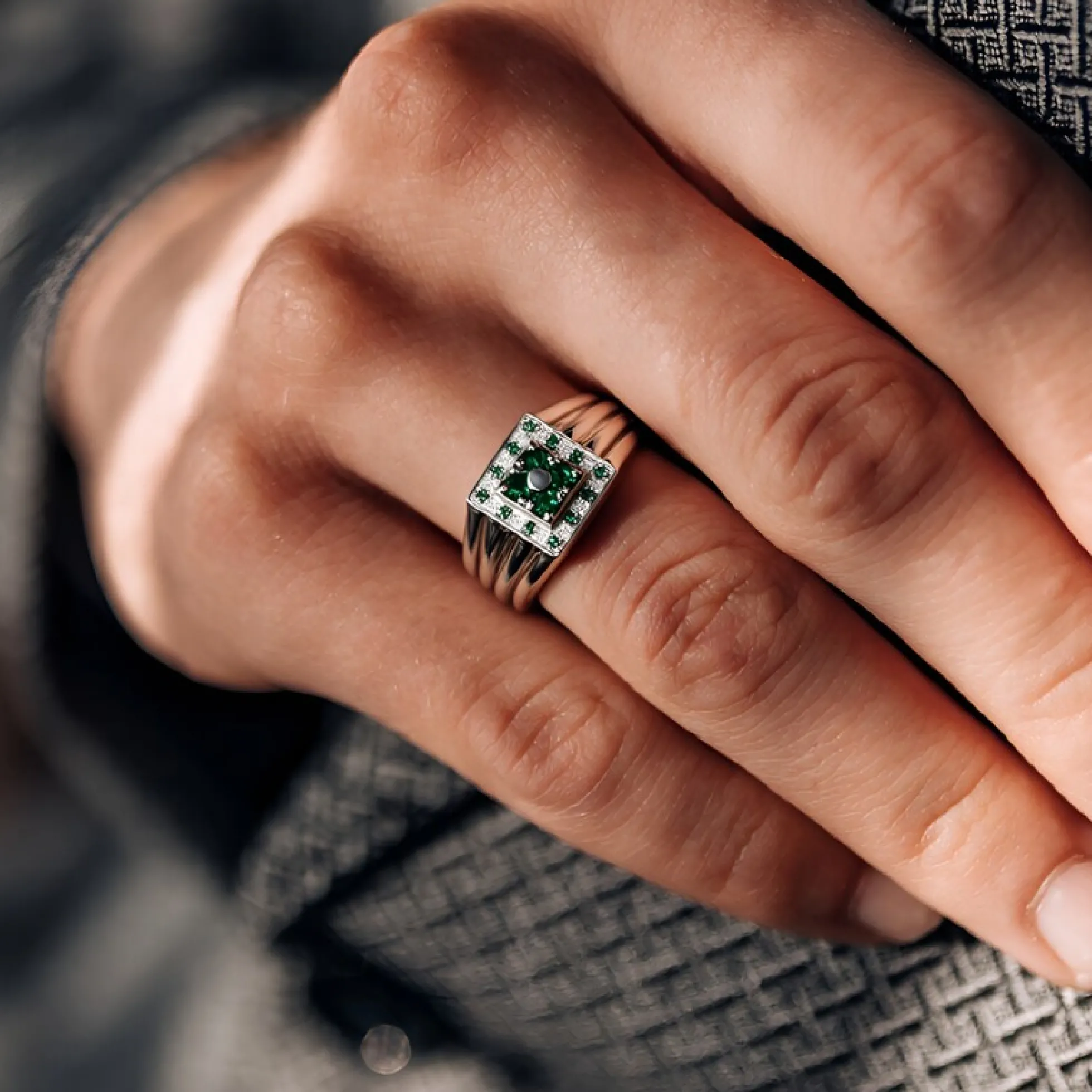 Fancy-Diamant-Silberring
