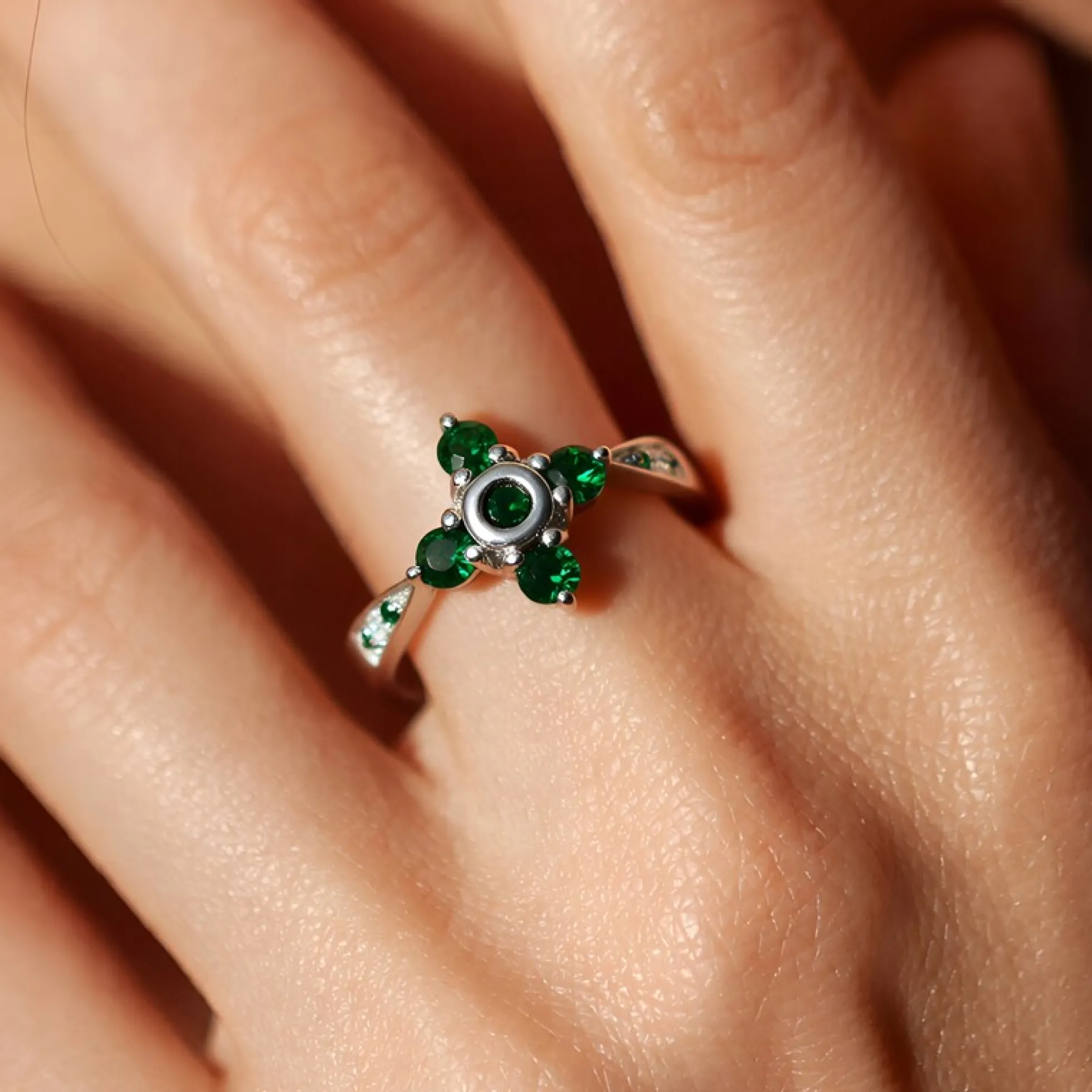 Fancy-Diamant-Silberring