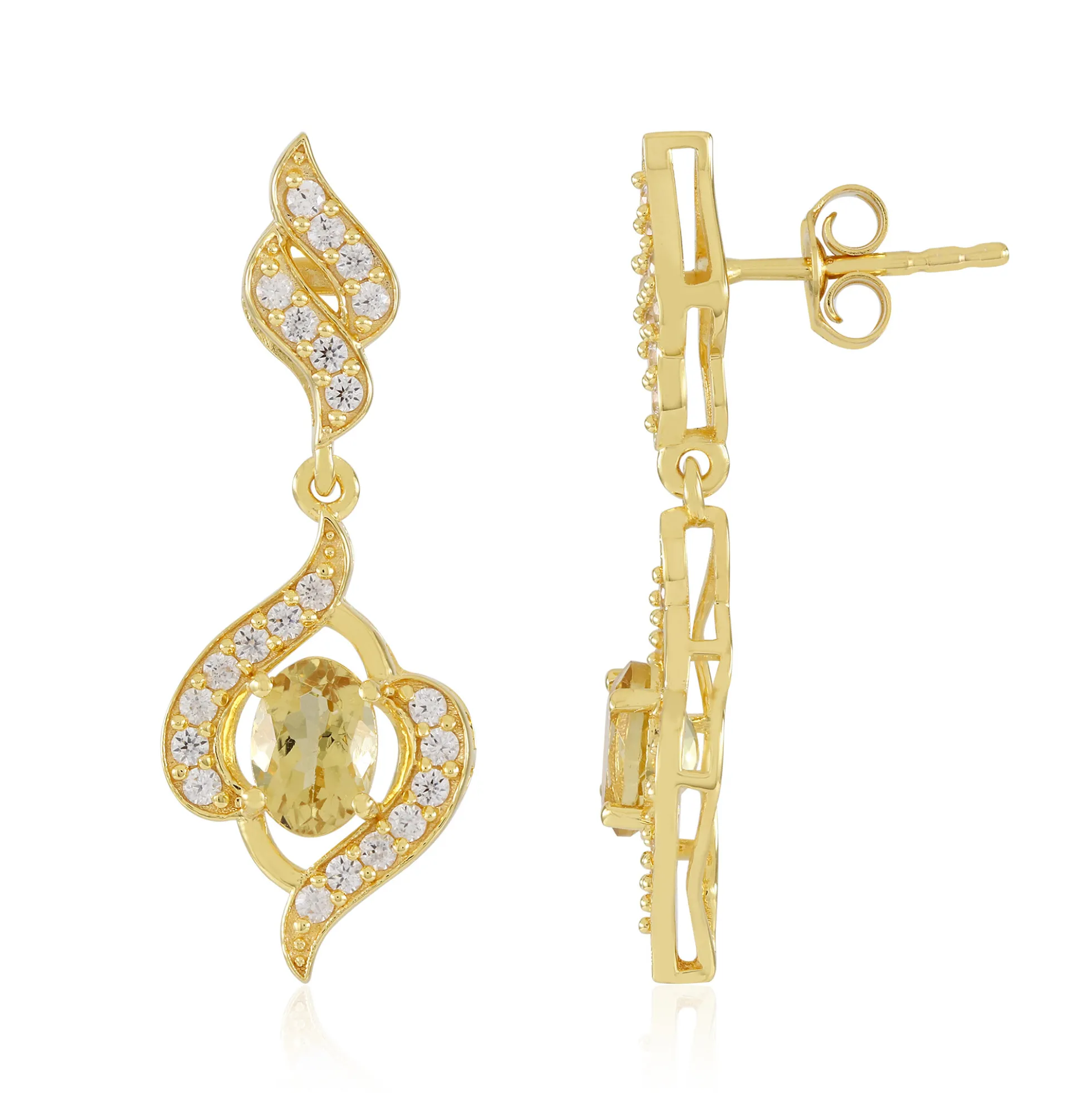Gelber Beryll-Silberohrringe