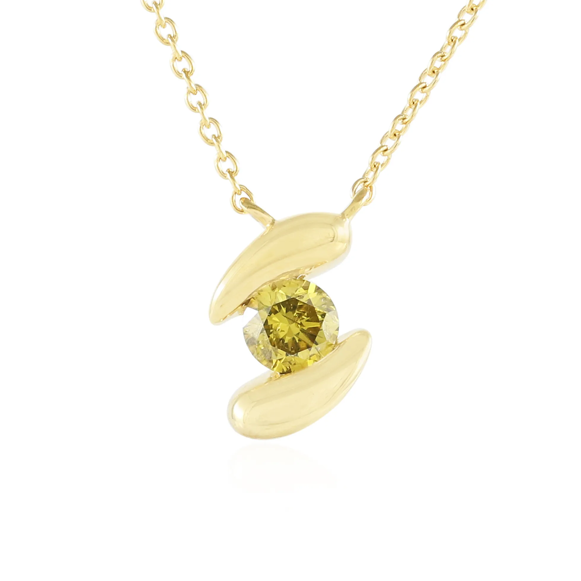 Gelber I2 Brillant-Silbercollier