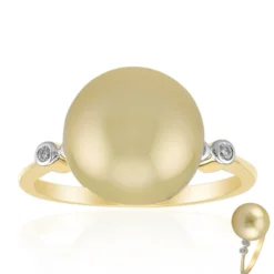 Goldene Kabira-Südseeperlen-Goldring