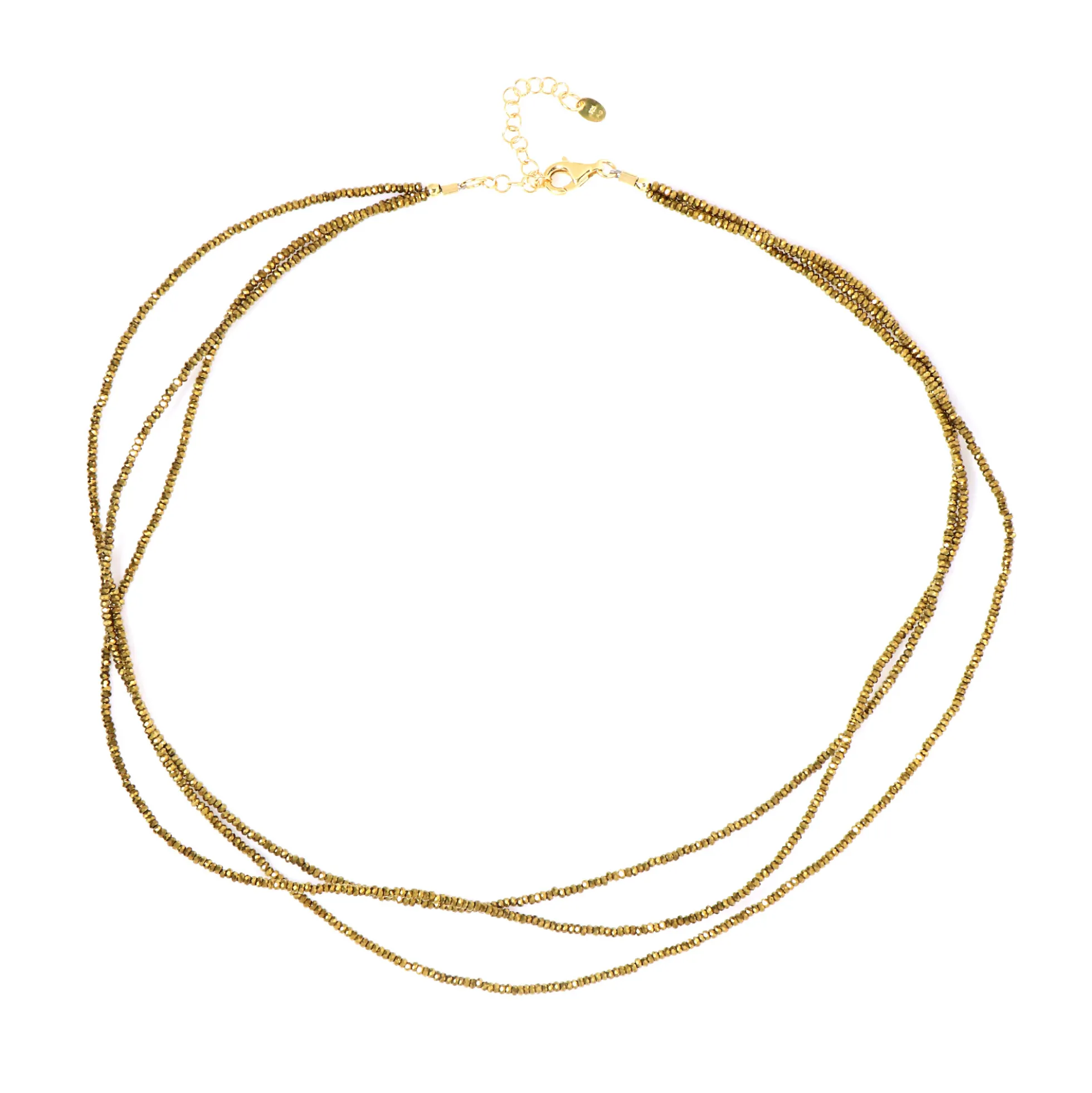 Goldener Hämatit-Silberhalskette