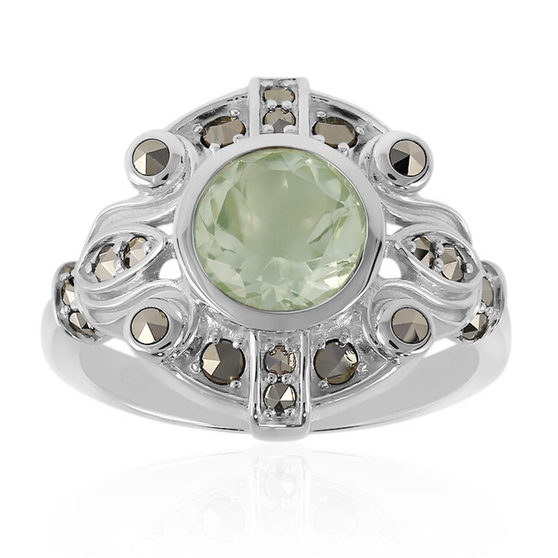 Grüner Amethyst-Silberring