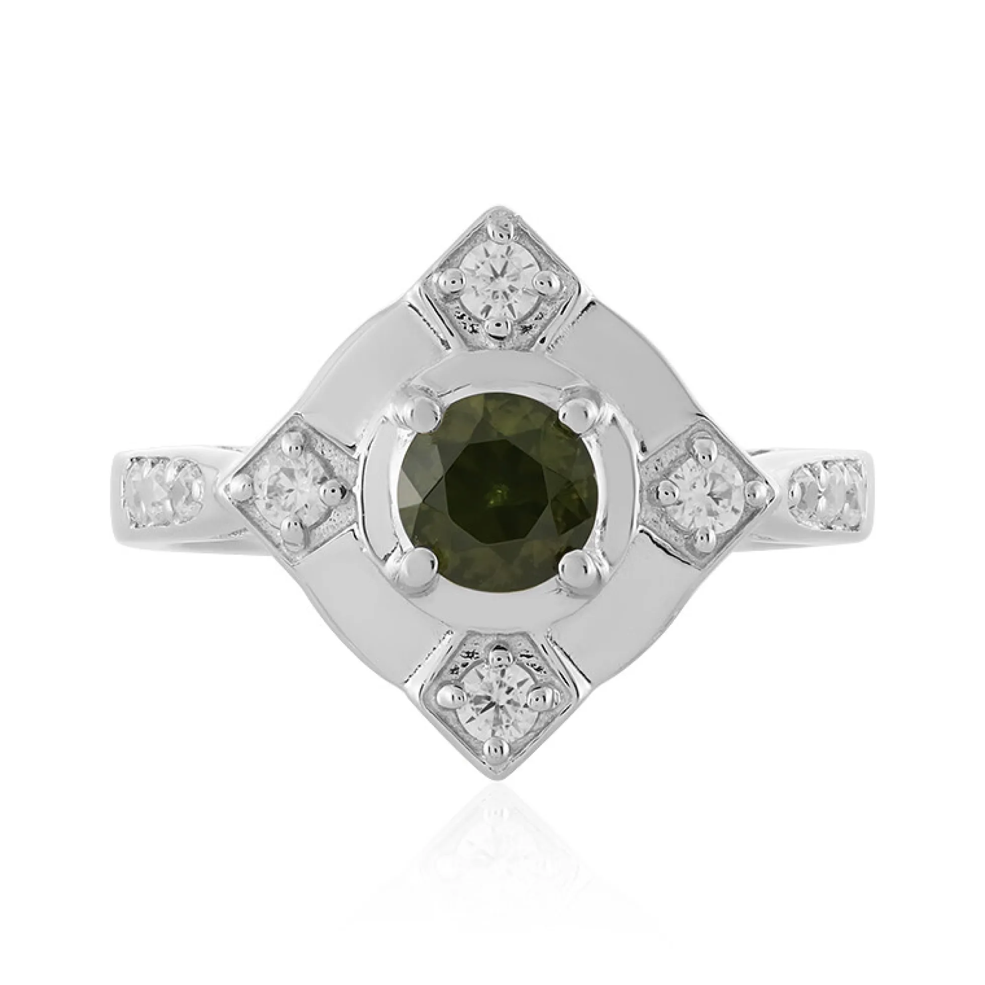 Grüner Ceylon-Zirkon-Silberring
