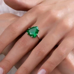 Grüner Chalzedon-Silberring