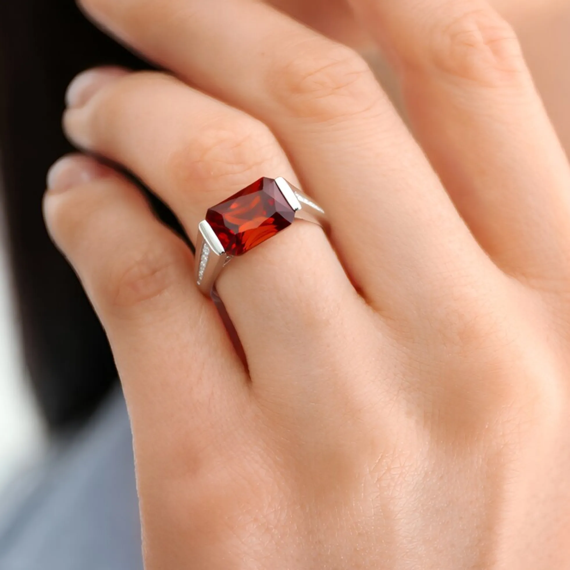 Hessonit-Granat-Goldring