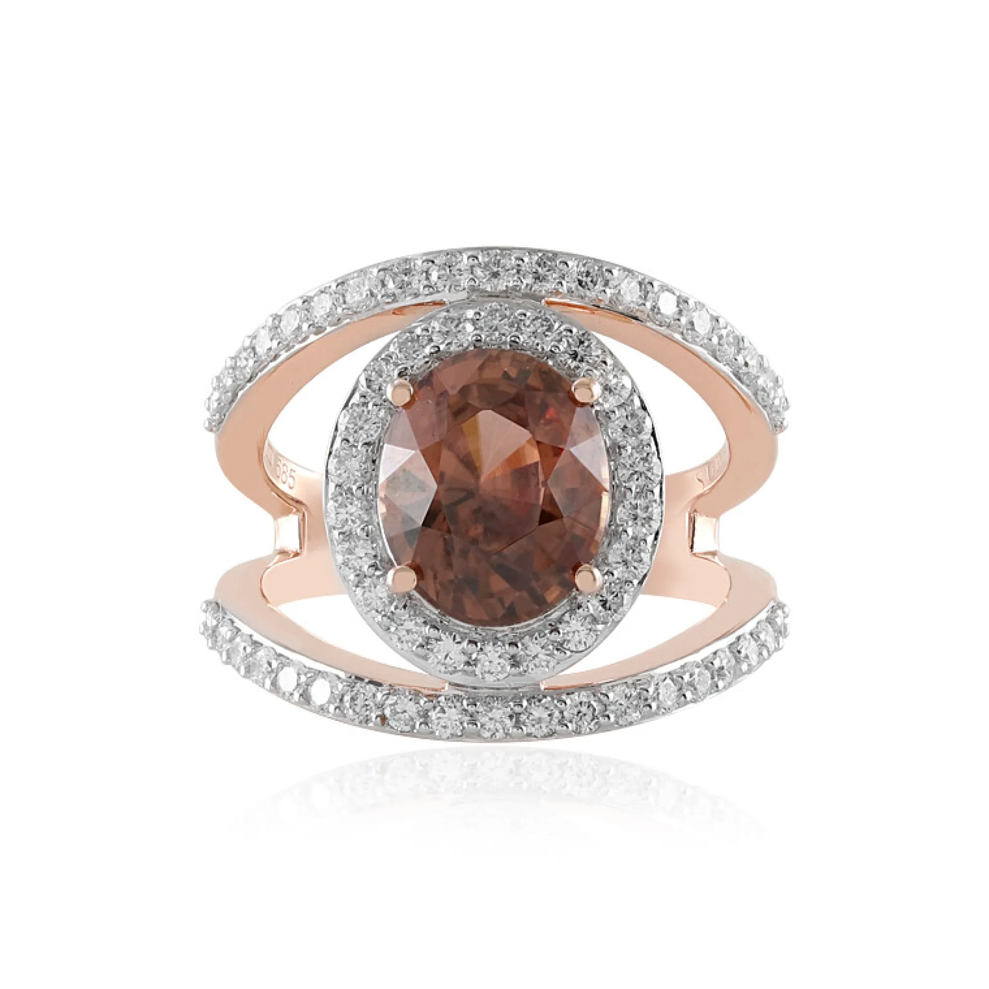 Himbeer-Zirkon-Goldring