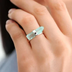 Himmelblauer Quarz-Silberring