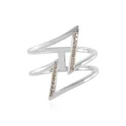 I3 Champagner-Brillant-Silberring (de Melo)