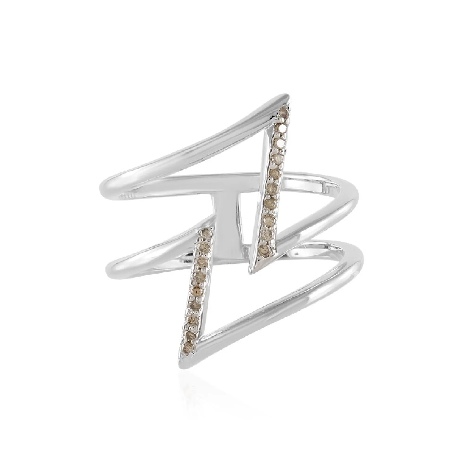 I3 Champagner-Brillant-Silberring (de Melo)