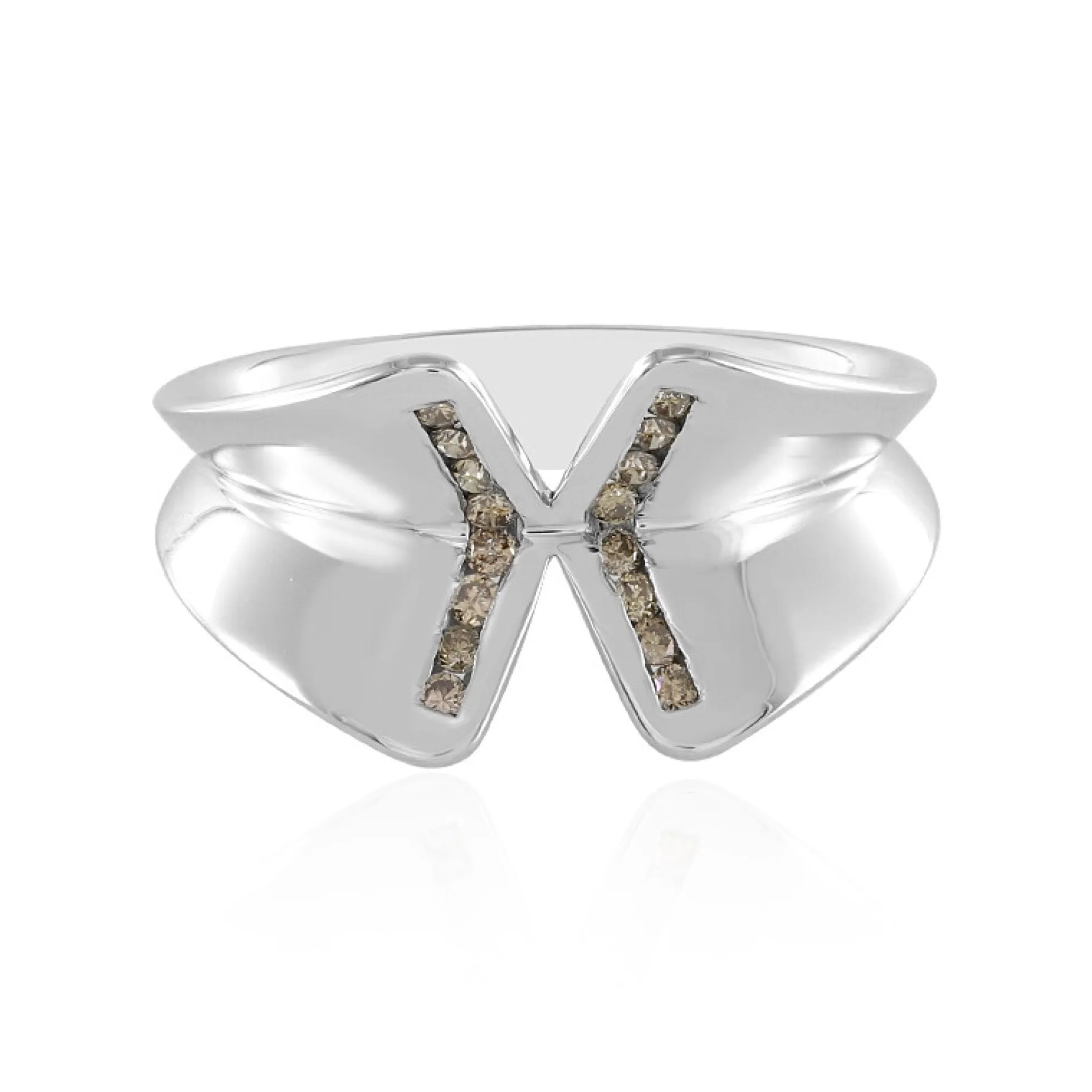 I2 Champagner-Brillant-Silberring (de Melo)