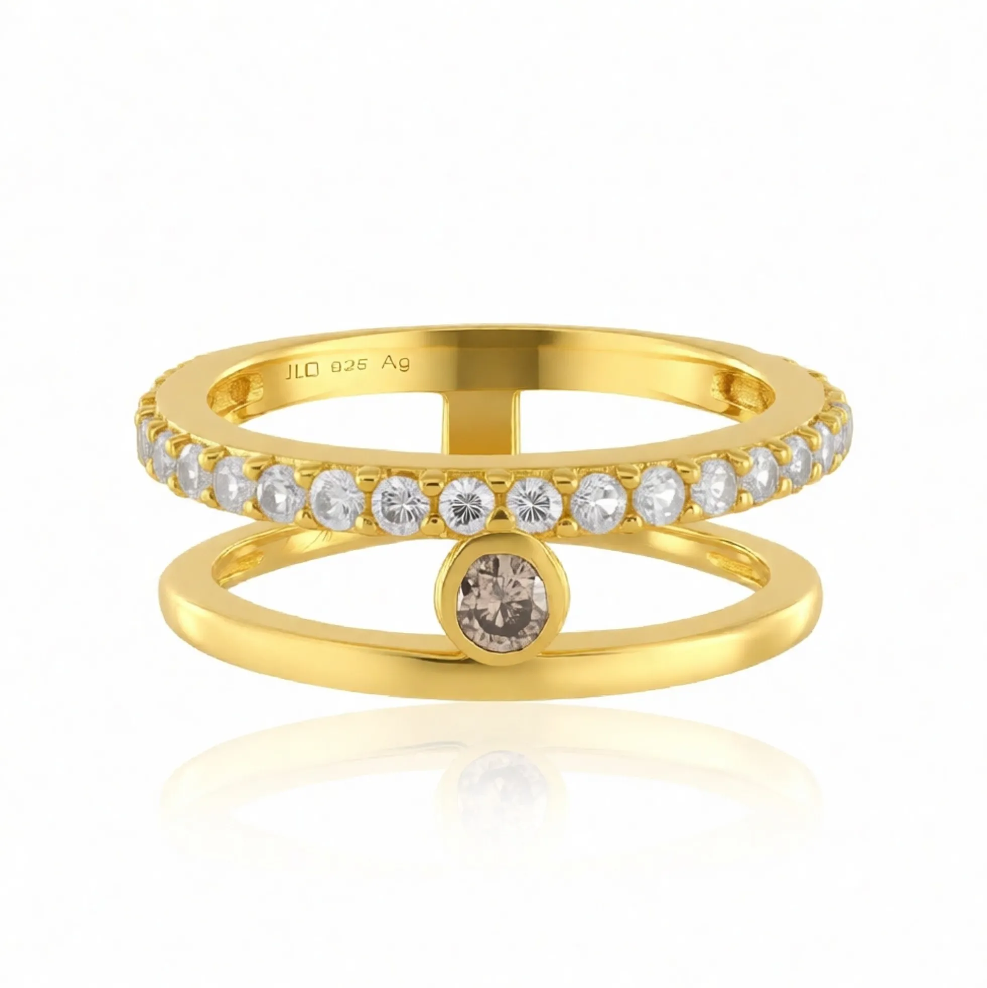 I3 Champagner-Brillant-Silberring (de Melo)