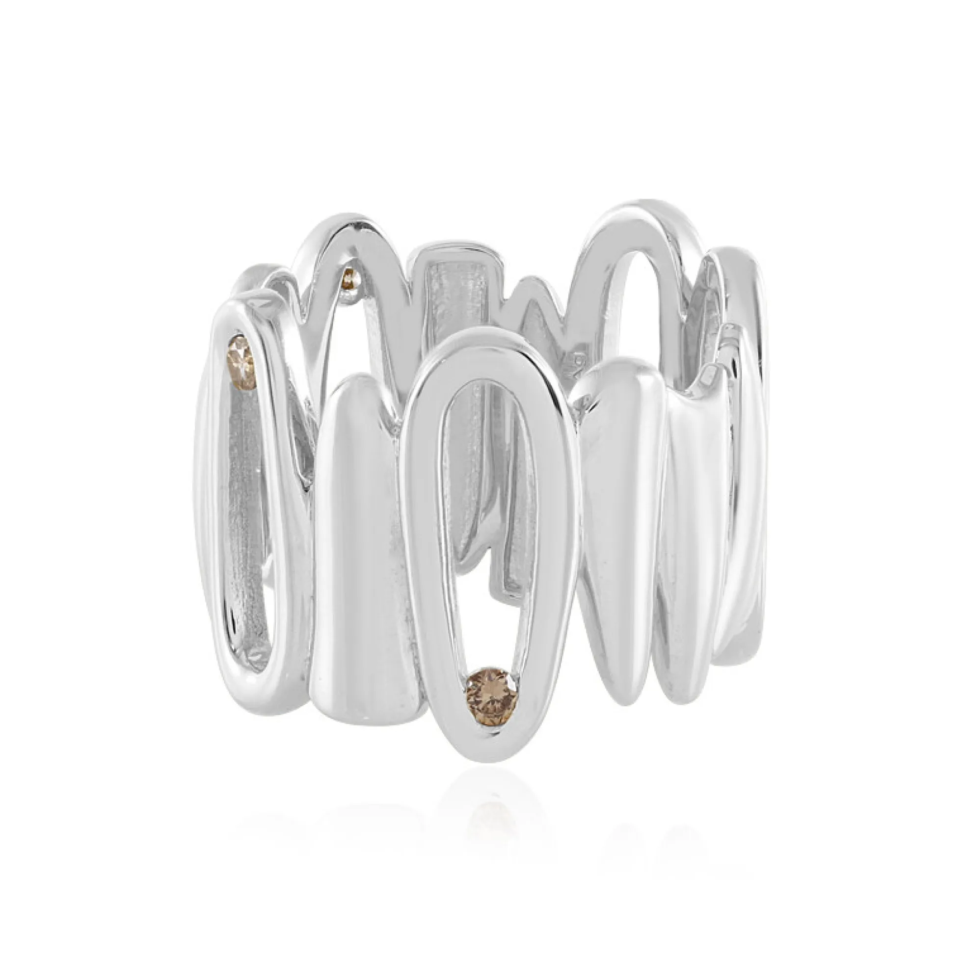 I3 Champagner-Brillant-Silberring (de Melo)