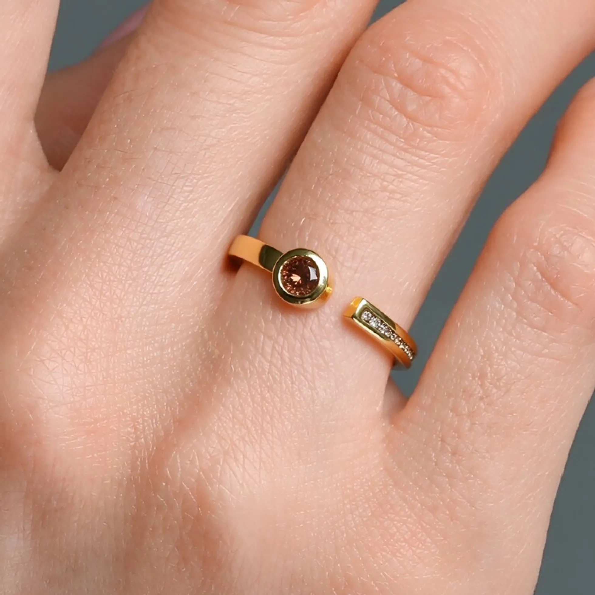 I2 Champagner-Diamant-Goldring