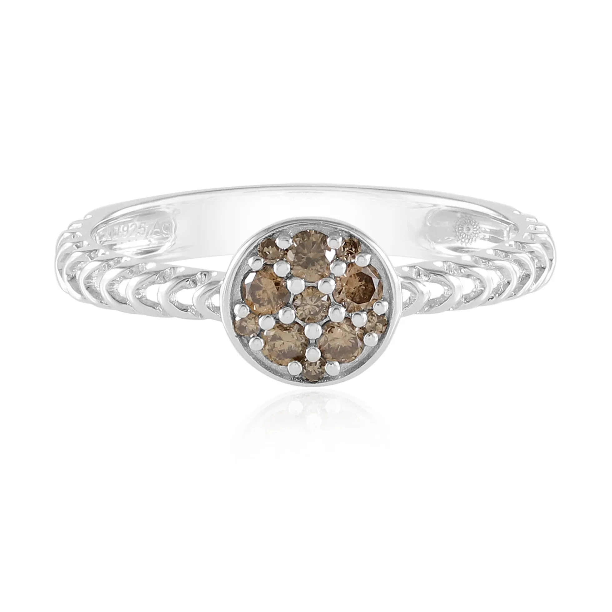 I2 Champagner-Diamant-Silberring