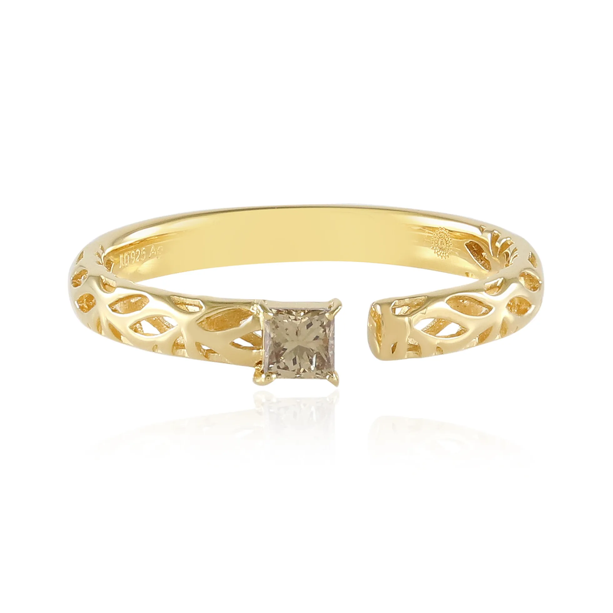 I2 Champagner-Diamant-Silberring