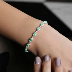 Kolumbianischer Smaragd-Silberarmband
