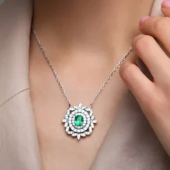 Kolumbianischer Smaragd-Silbercollier