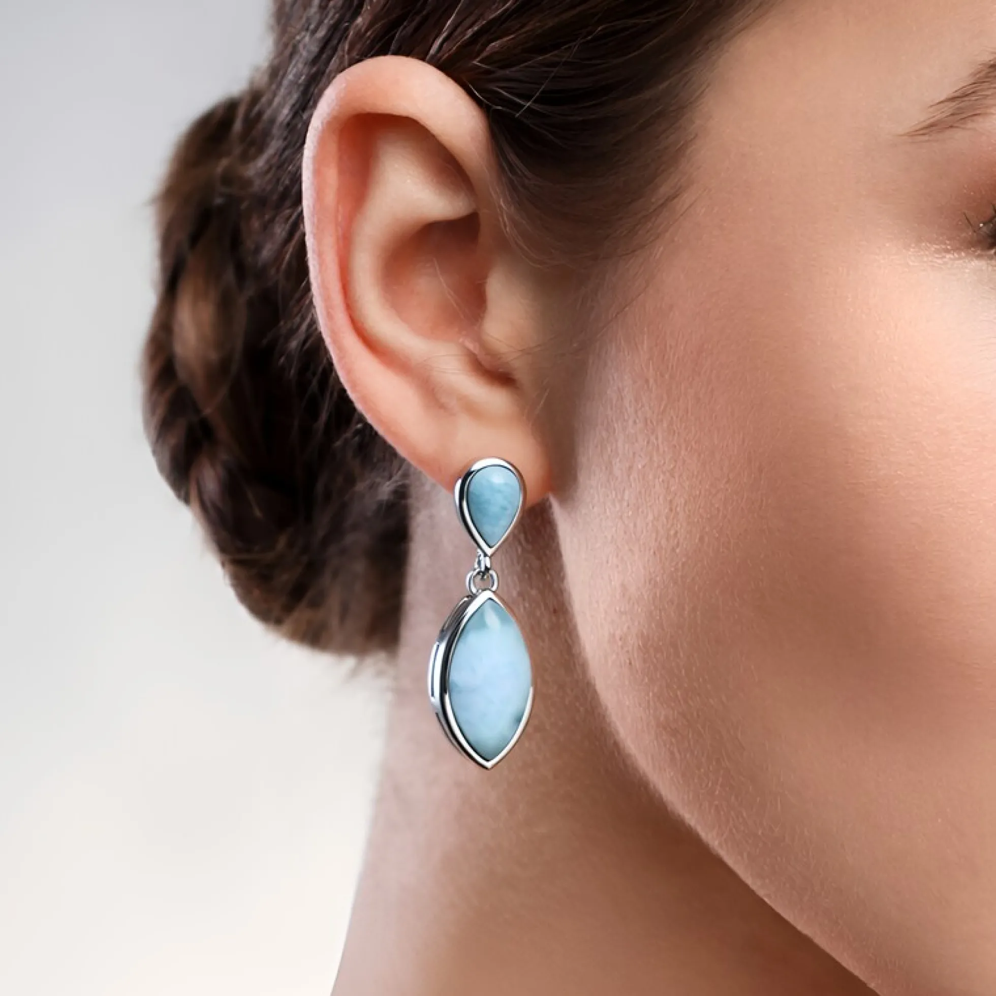 Larimar-Silberohrringe
