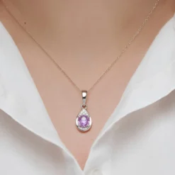 Lavendel-Amethyst-Silberanhänger