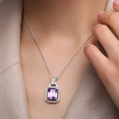 Lavendel-Amethyst-Silberanhänger