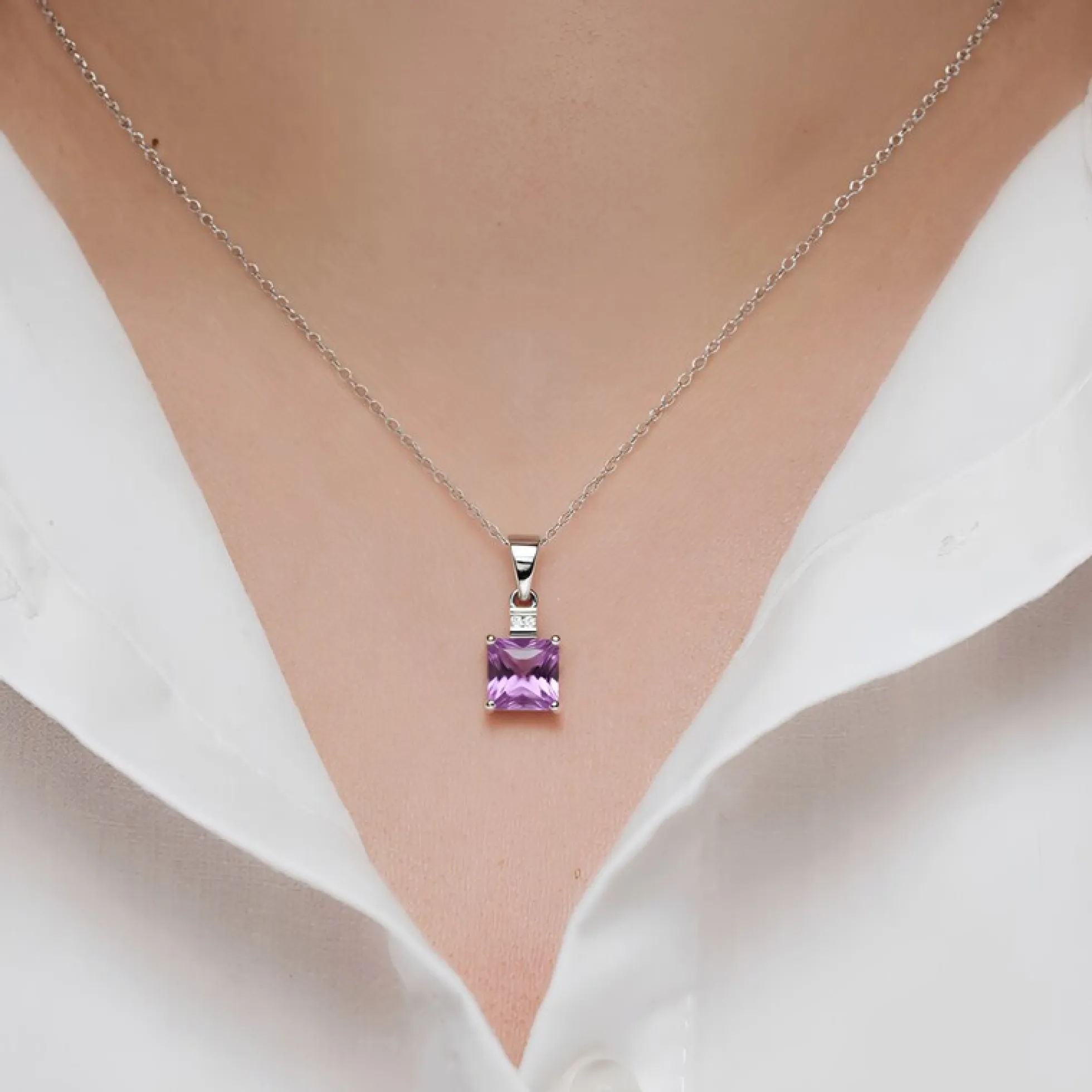 Lavendel-Amethyst-Silberanhänger