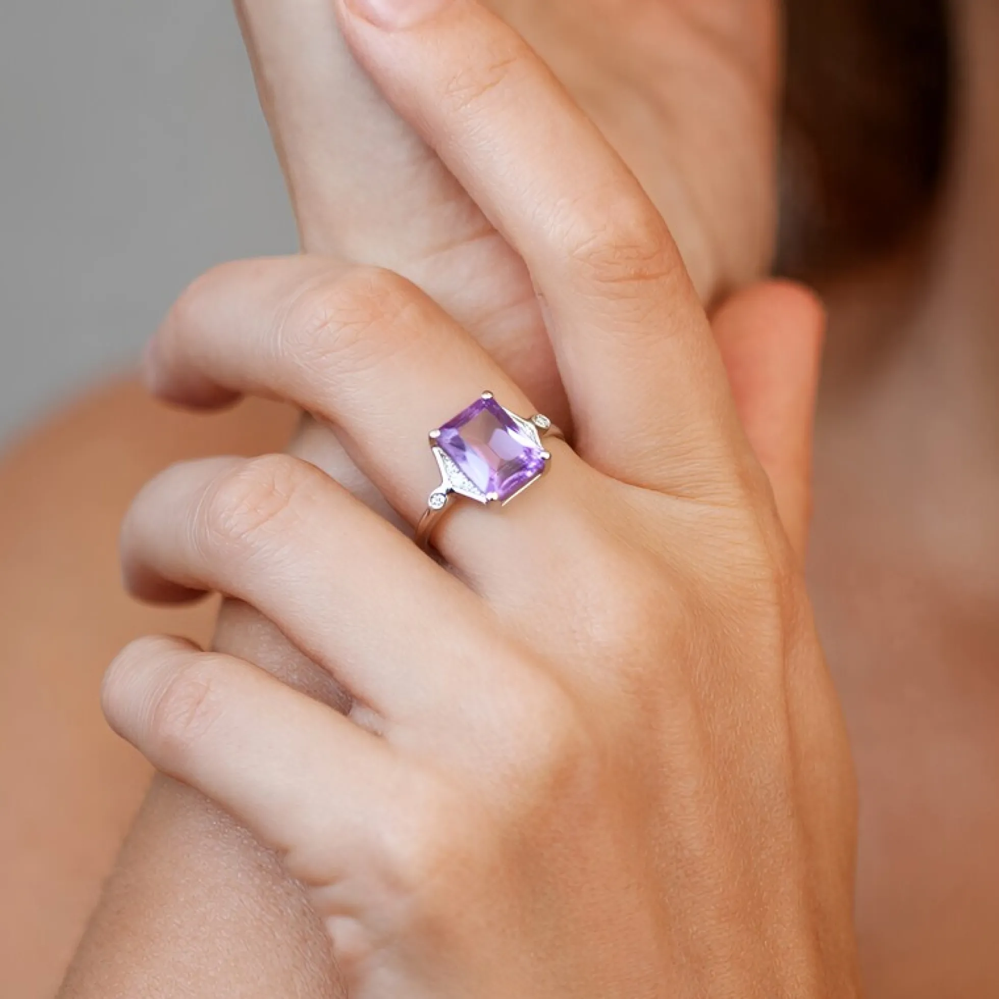Lavendel-Amethyst-Silberring