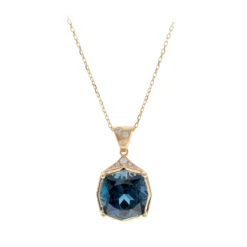 Londonblauer Topas-Goldhalskette