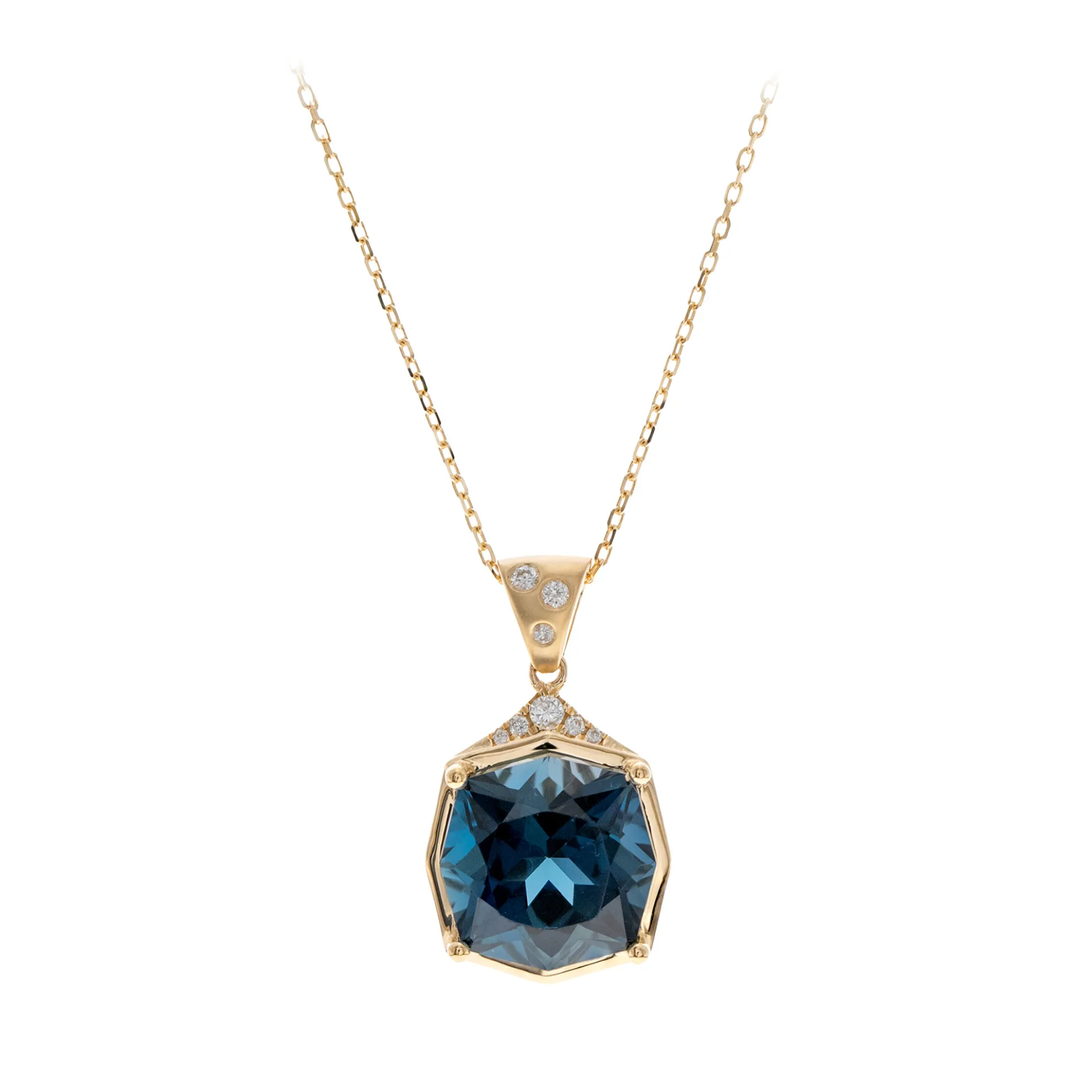 Londonblauer Topas-Goldhalskette