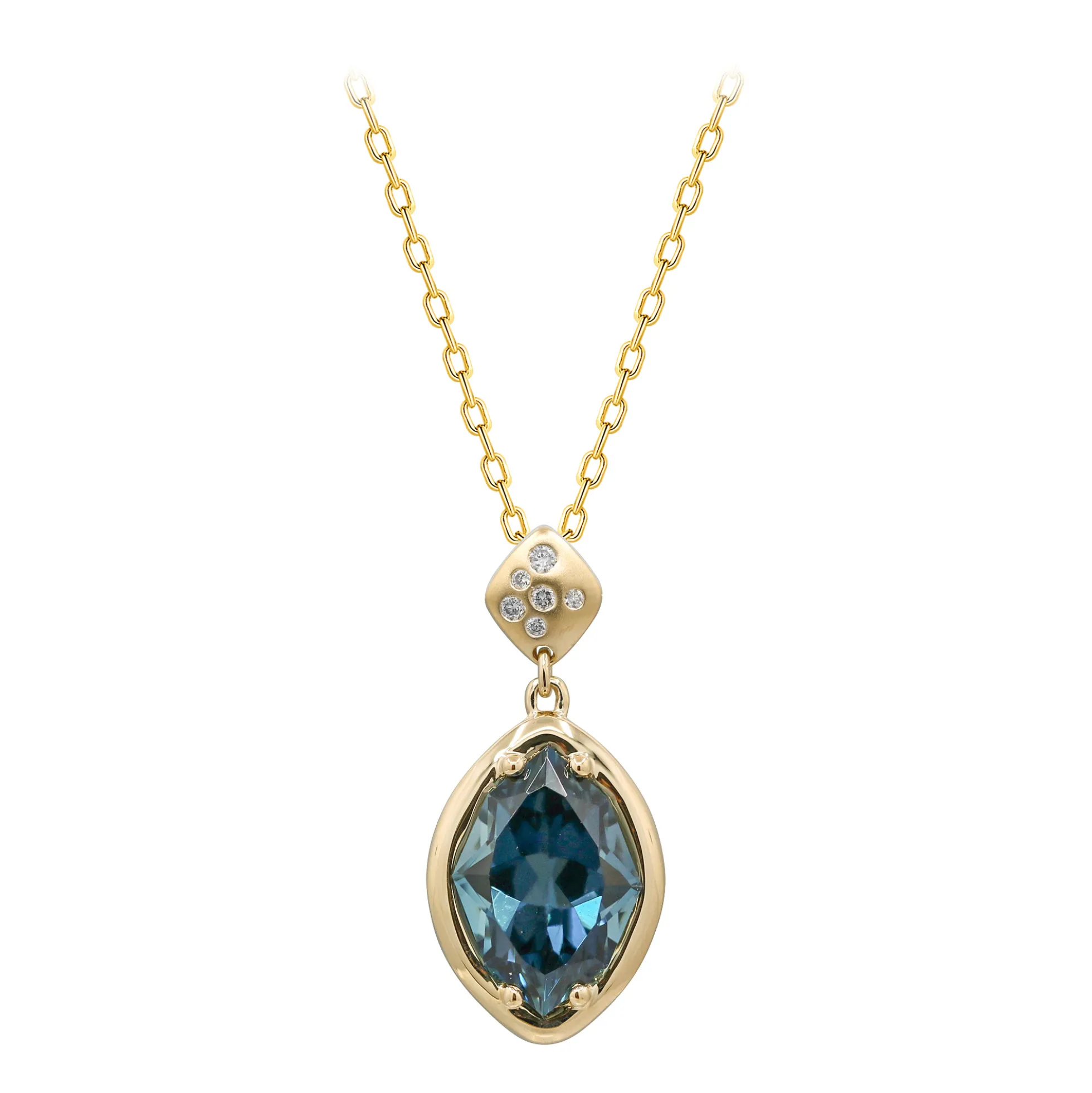 Londonblauer Topas-Goldhalskette