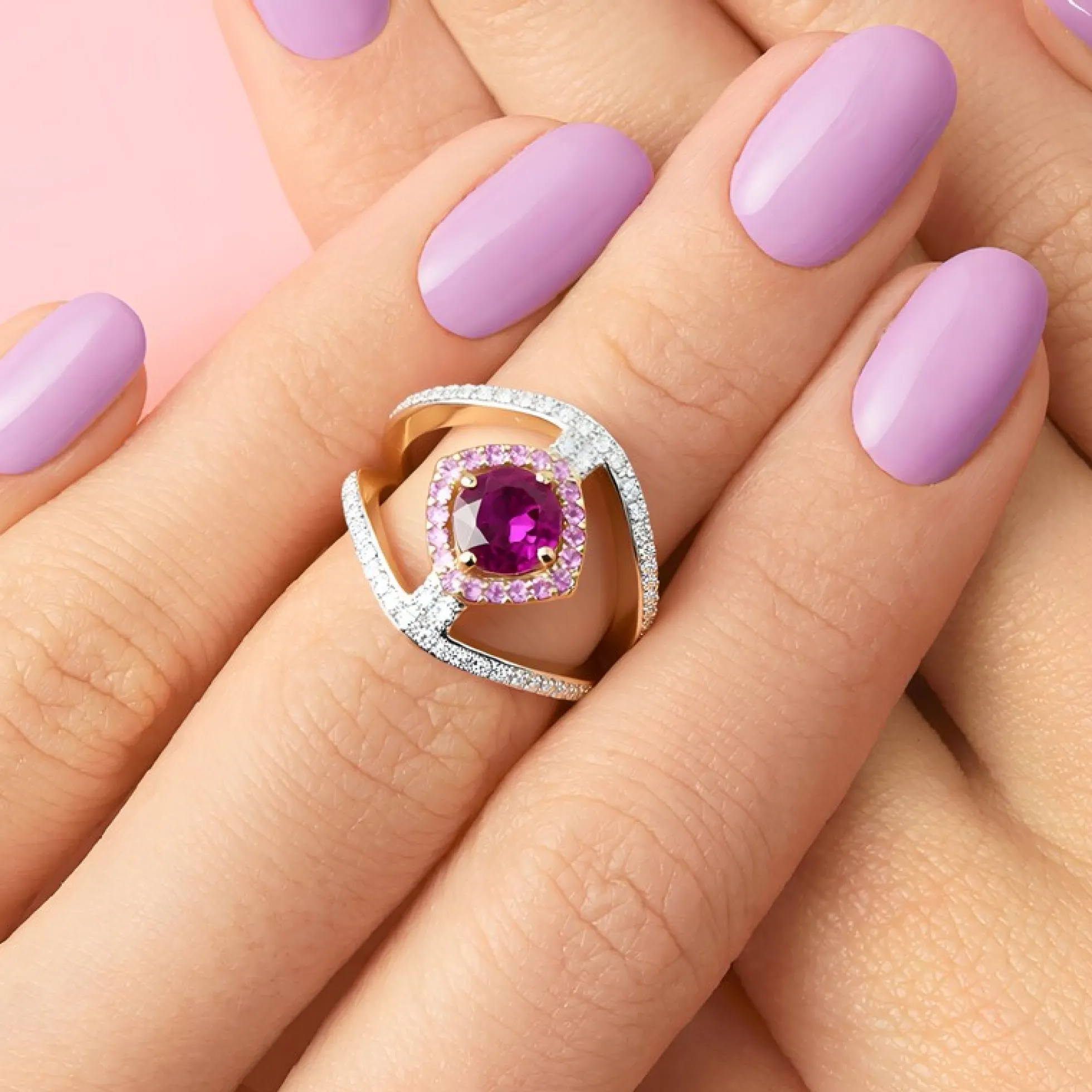 Magenta-Granat-Goldring