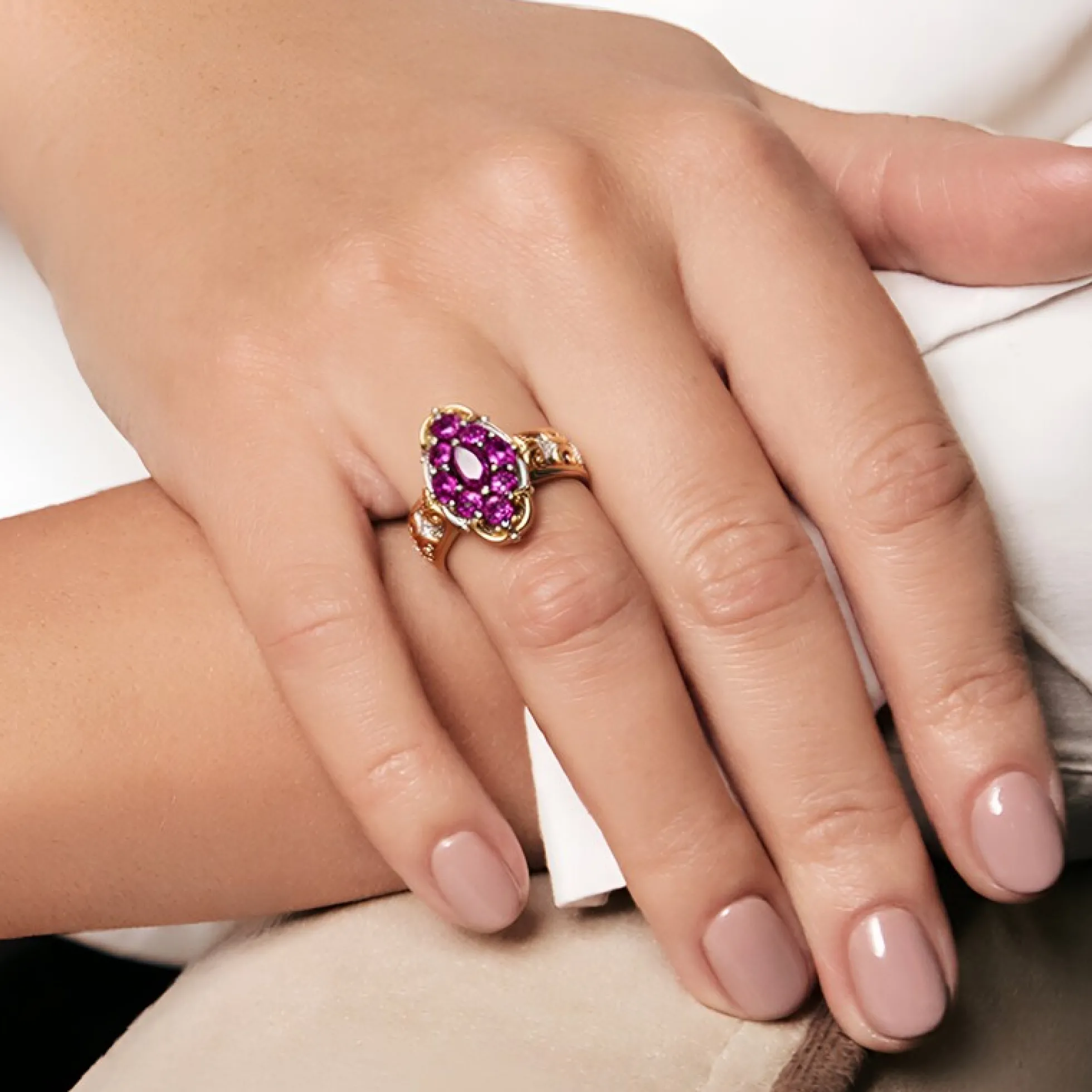 Magenta-Granat-Silberring