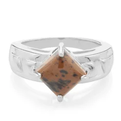 Mahagoni-Obsidian-Silberring
