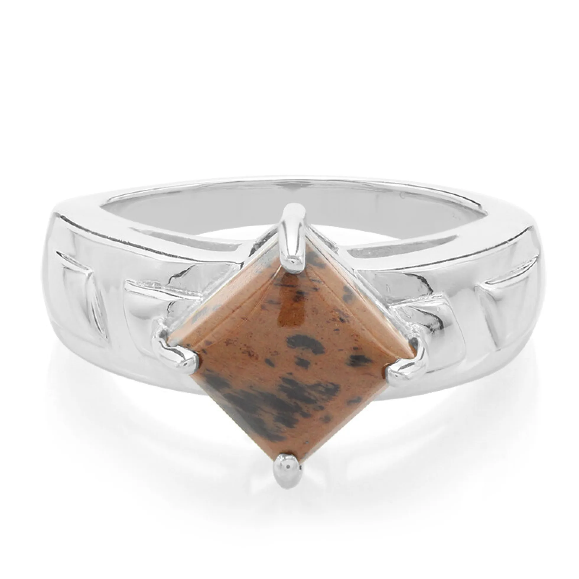 Mahagoni-Obsidian-Silberring