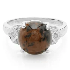 Mahagoni-Obsidian-Silberring